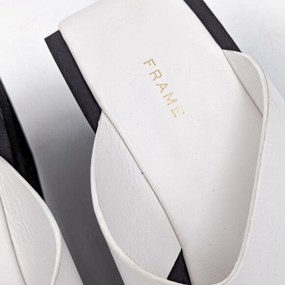 Frame Paris Women Le Ocean White Leather Y2K Retro Sandals Size 9.5US EUR 39.5 - Picture 9 of 11